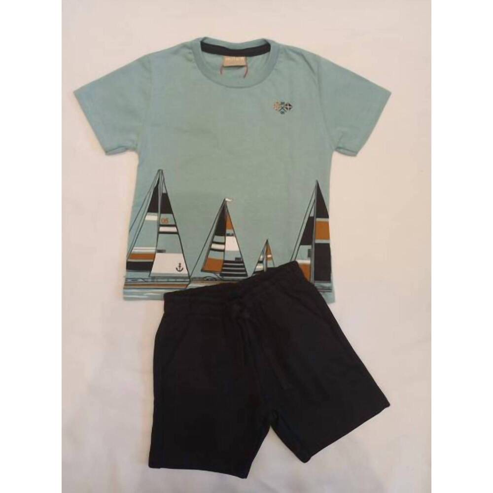NEW MILON boys sailboat short set in blue